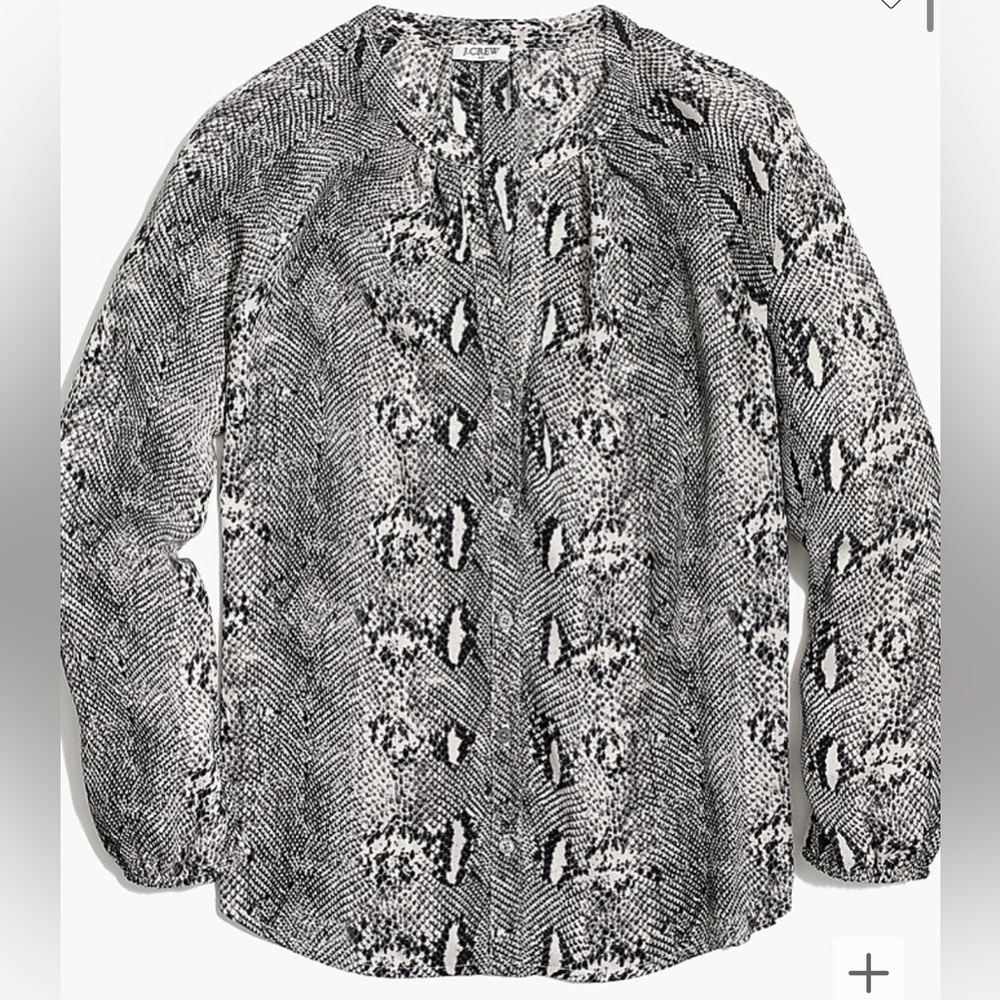 J crew Long-sleeve snakeskin-print button-up blouse XL